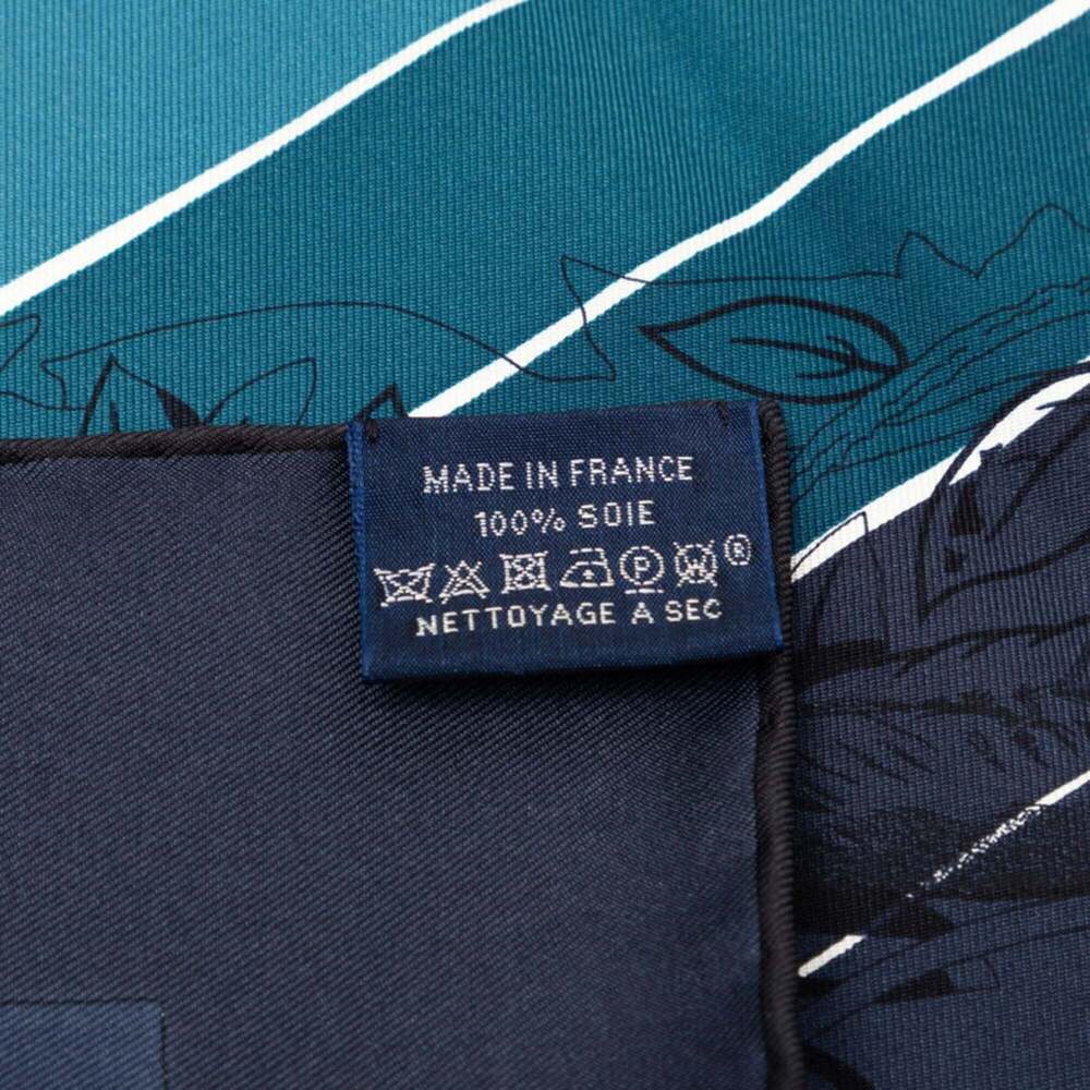 HERMES Authentic Blue Silk Love Scarf - Picture 9 of 10